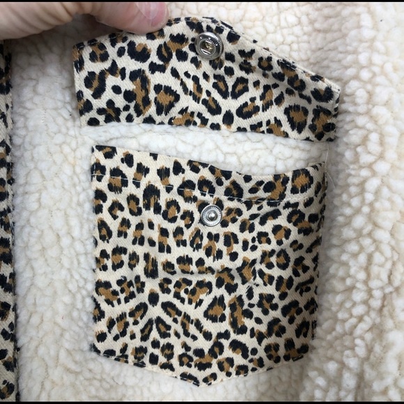 Shein- Teddy Leopard Faux Sherpa Button Up Jacket - Picture 10 of 15
